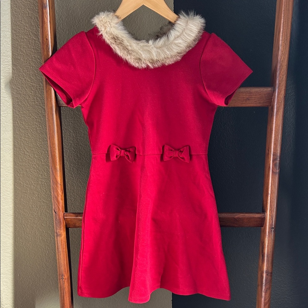Gymboree Red Dress with Faux Fur Collar